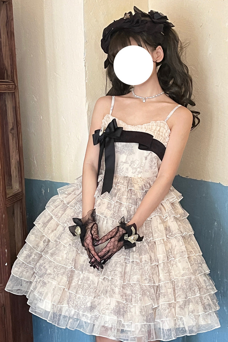 Wonderland Travels Multi-Layered Ruffled Bow Sweet Tiered Dress