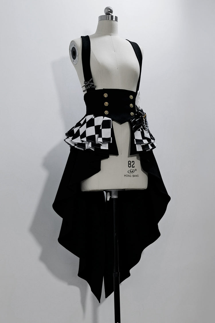 Monochrome Checkerboard Ouji Lolita Girdle with Rabbit Motif
