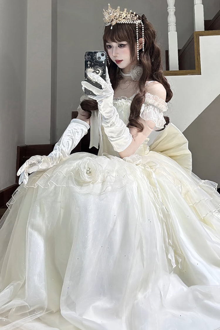 Apricot Off-Shoulder Sweet Elegant Princess Lolita Dress with Bow