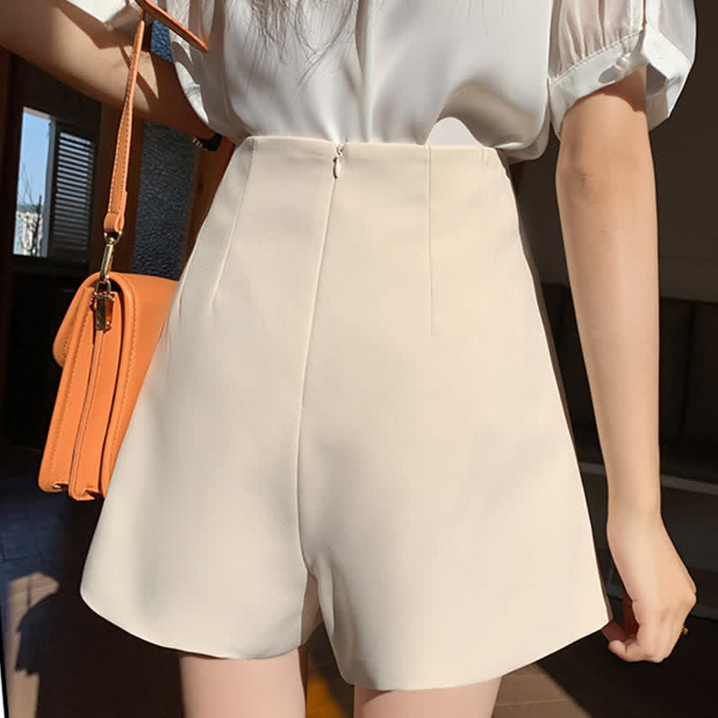 Chic Pure Color Wide Leg Shorts