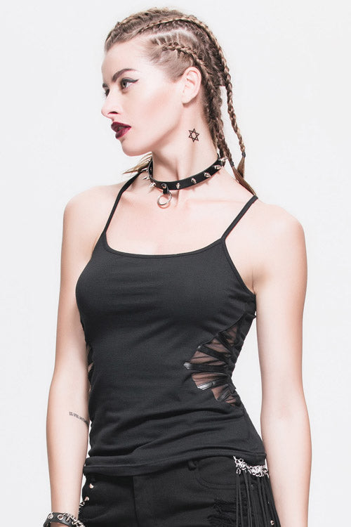 Noir Punk T-Shirt with Bat Wings and Stretchy Cotton