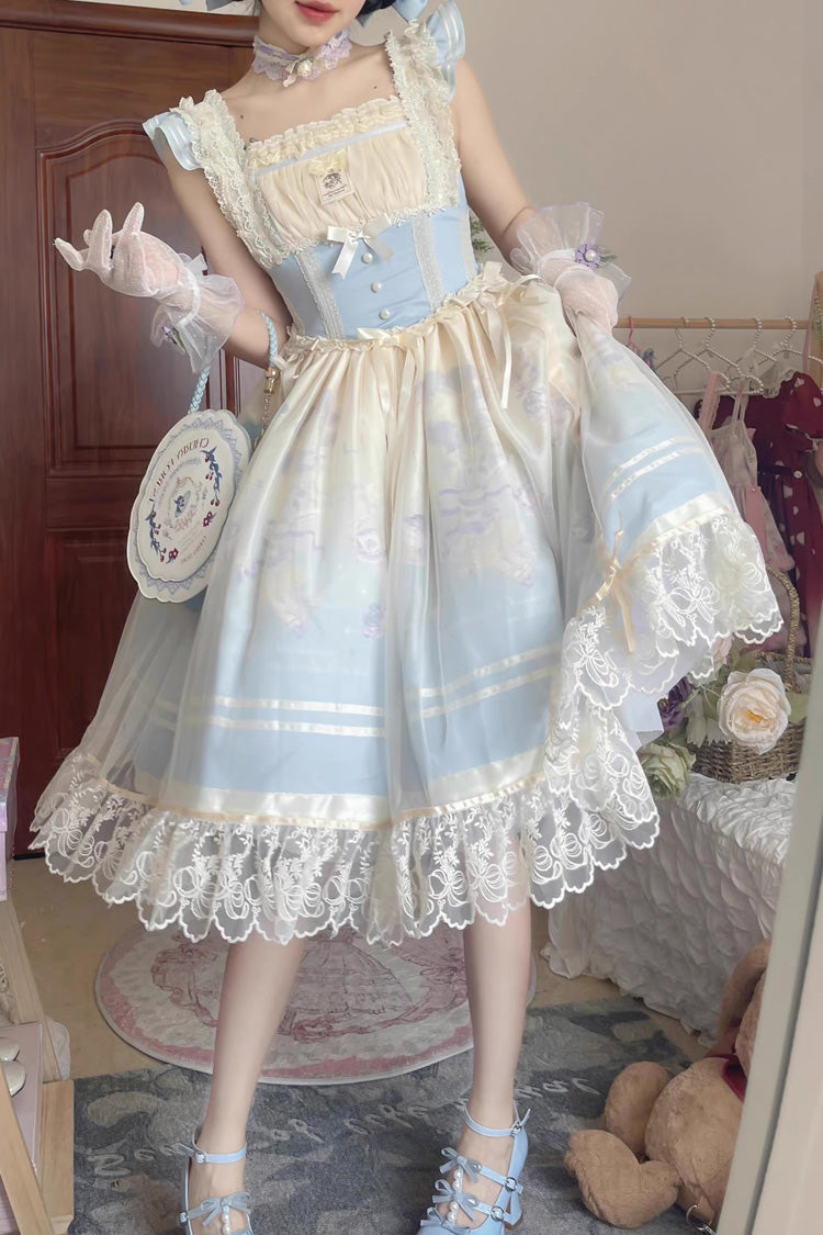 Dream Doll Sweet Lolita Ballet Rabbit Print Jsk Dress 2 Colors