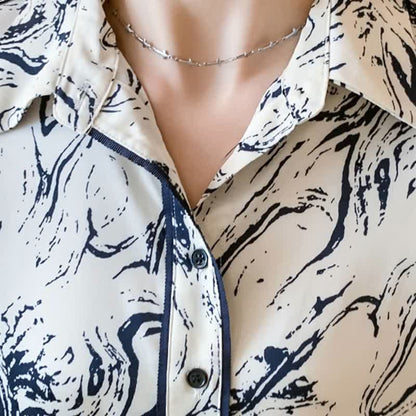 Ink Painting Print Long Sleeve Lapel Shirt