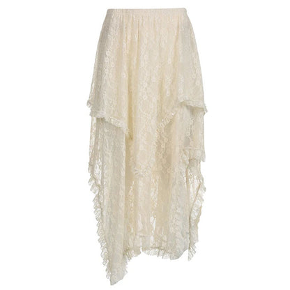 Y2K Asymmetrical Lace Skirt