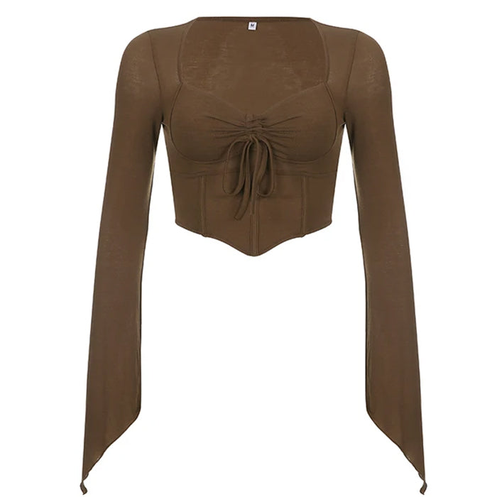 Y2K Brown Long Sleeve Top