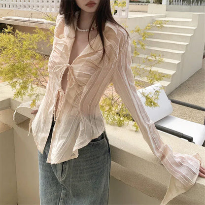 Elegant Lace Up Shirt