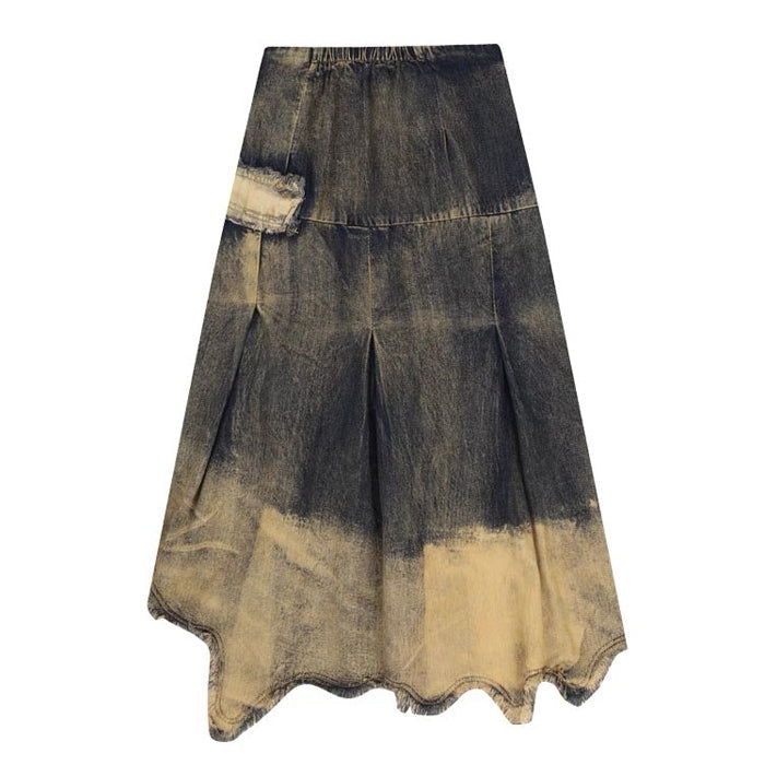 Vintage Washed Long Denim Skirt