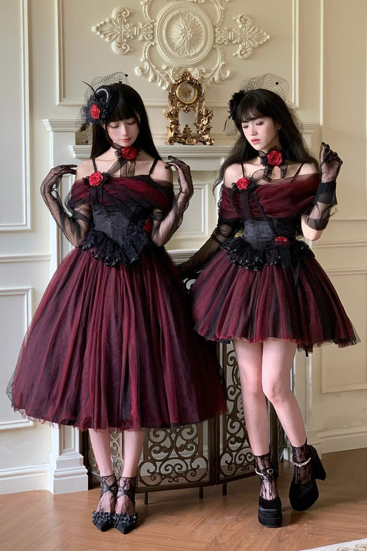 Off Shoulder Ruffled Gothic Lolita Dress