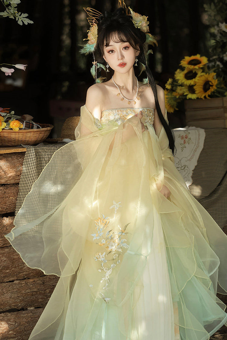 Spring Banquet High-Waisted Ombre Embroidered Classic Hanfu Set
