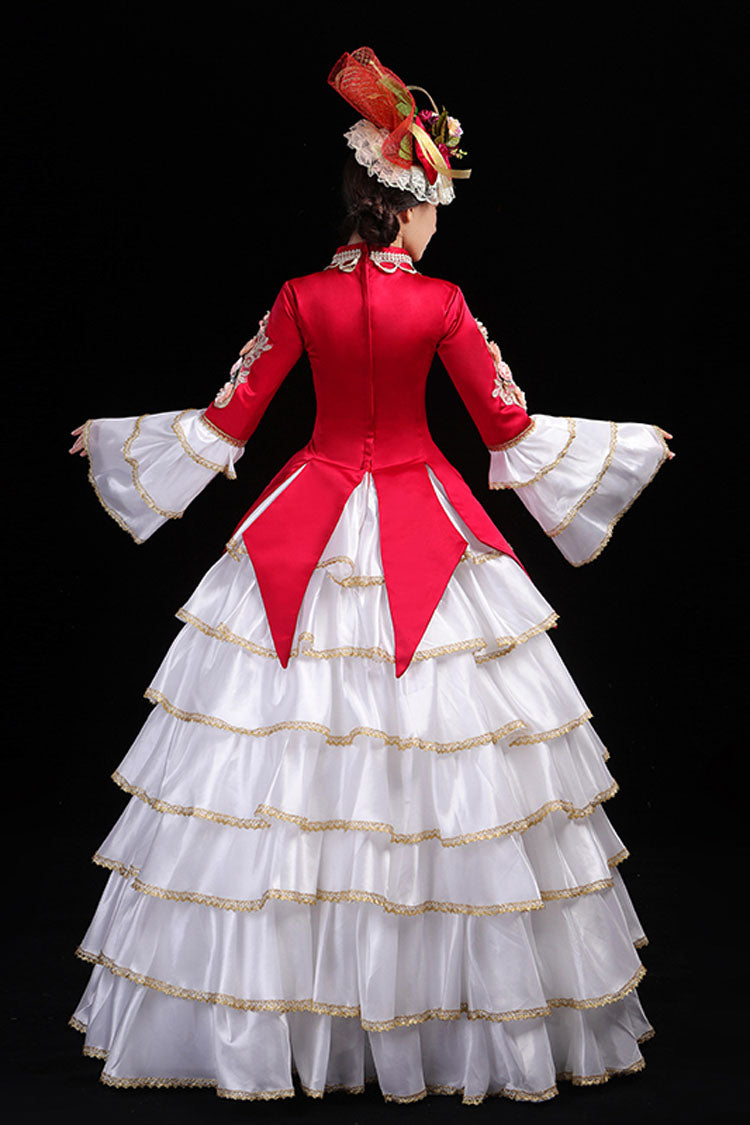 Hime Sleeve High-Waisted Floral Print Victorian Tiered Gown