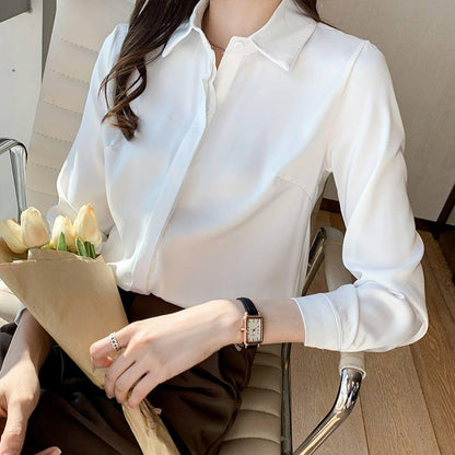 Elegant Satin Shirt Workwear