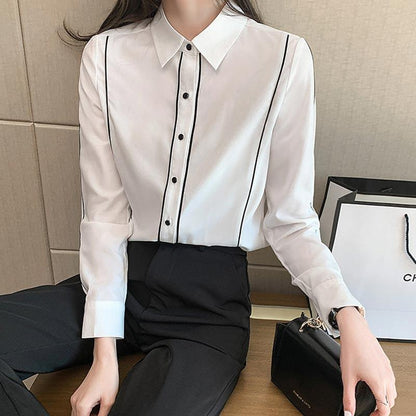 Polo Collar Blouse Workwear Shirt