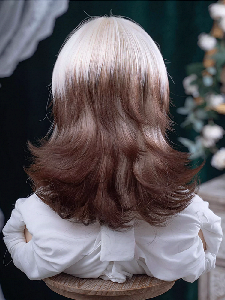 Brown 43CM Color White Short Ouji Length With Wig Air Bangs Ombre And Hair