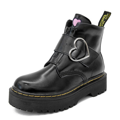 Love Heart Buckle Platform Boots