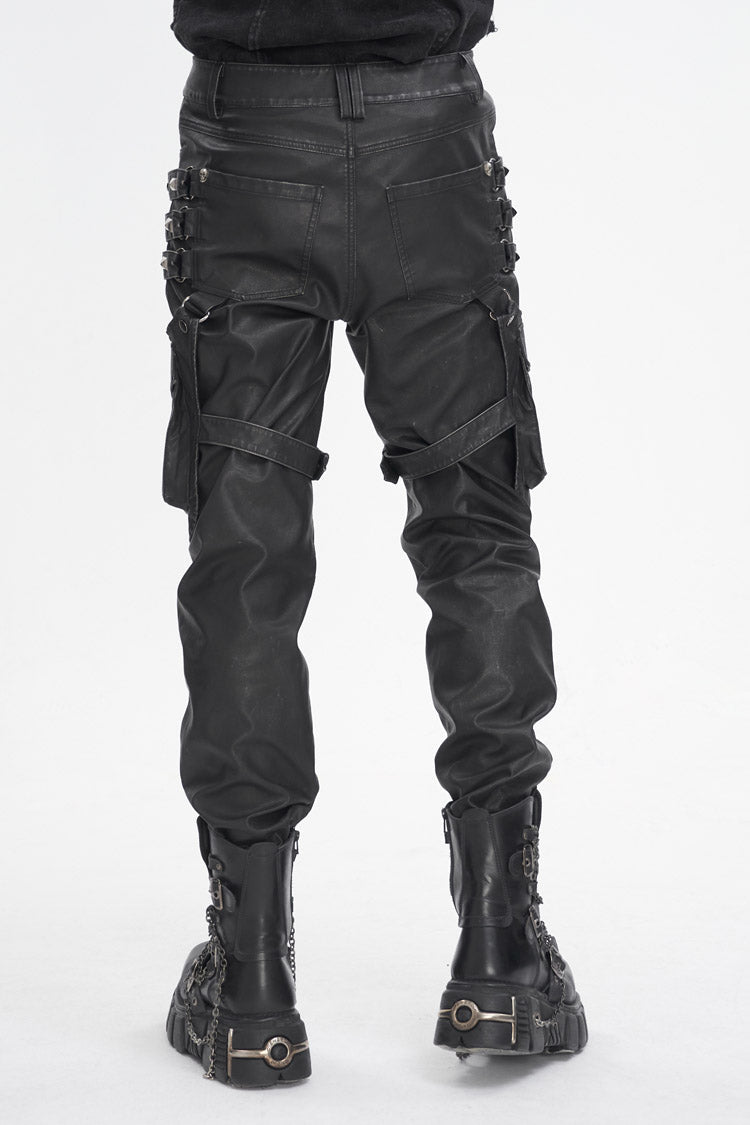 Men's Gothic Pants with Large Pocket & Faux Leather Finish