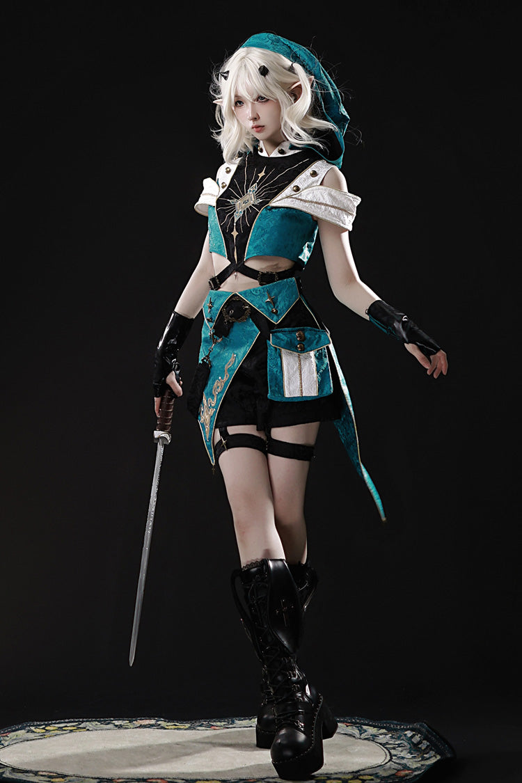 Traveler's Outfit Hooded Embroidery Ouji Set - Handsome Lolita