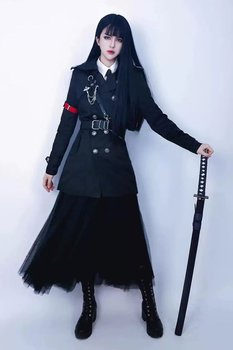 Elegant Gothic Military Long-Sleeve Coat with Ouji Style