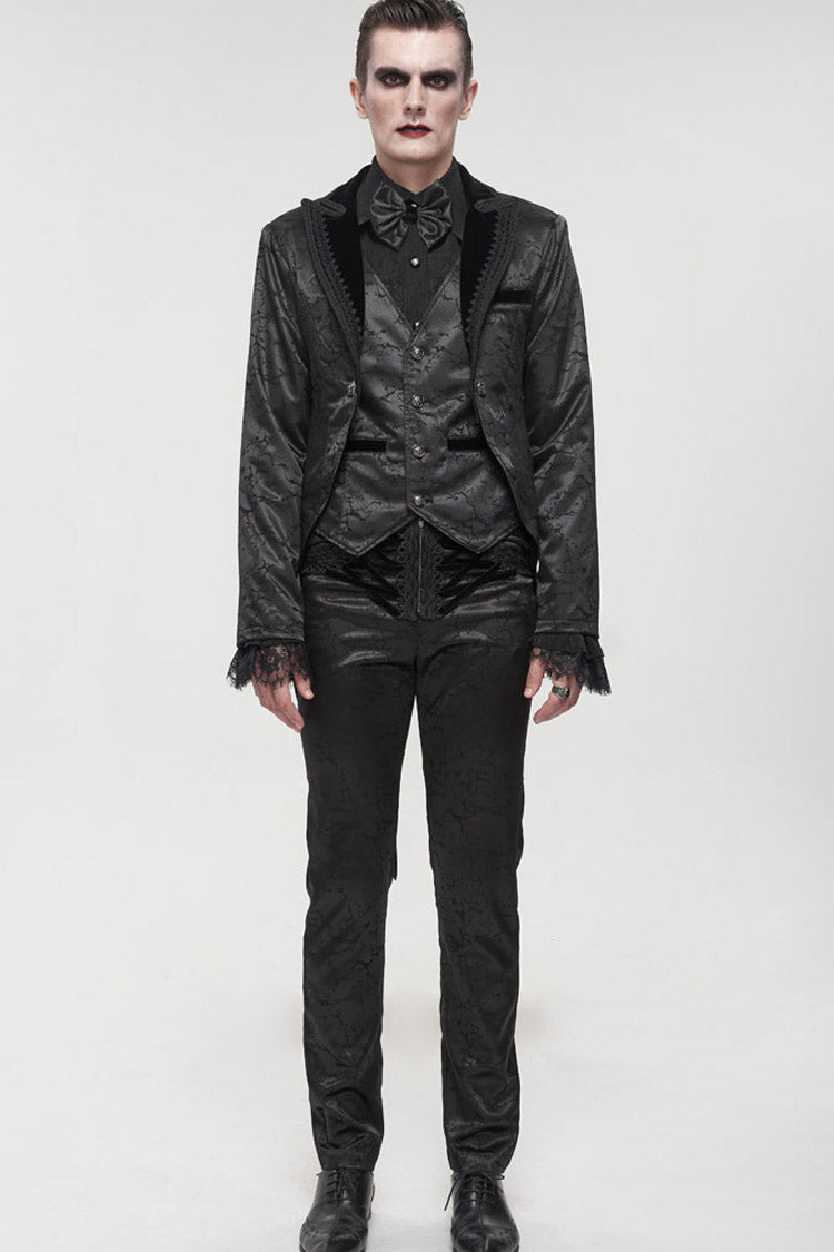 Gothic Bright Print Swallowtail Embellished Men's Coat