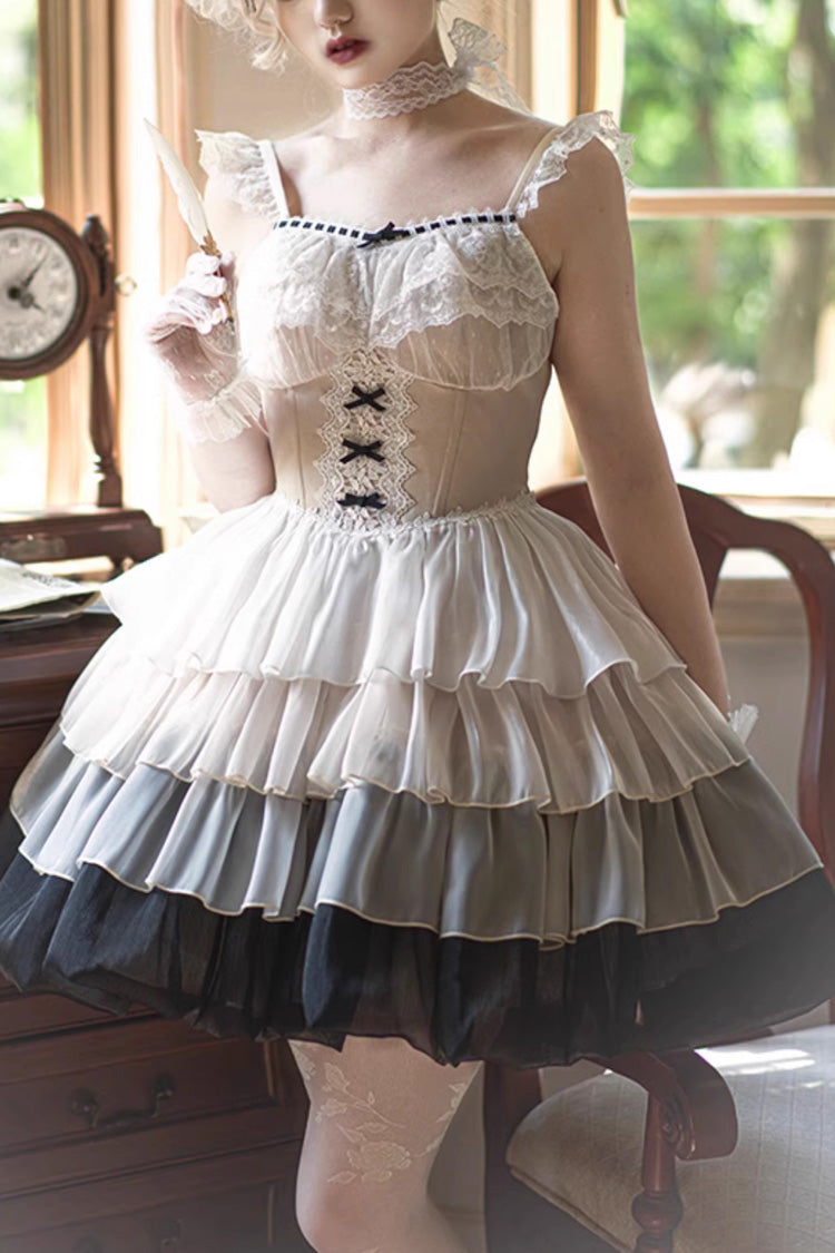 Multicolor Sunset Waist Tiered Ruffled Sweet JSK