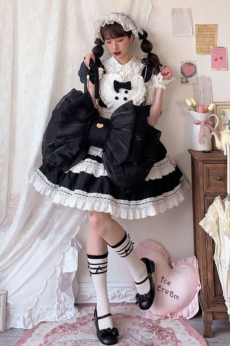 Lolita Backpack with Oversized Bowknot & Metal Heart Plate