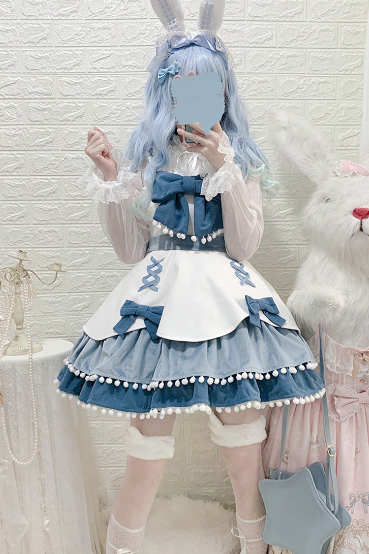 Bow-Trimmed Woolen Sweet JSK Dress with Confession Print - 5 Shades