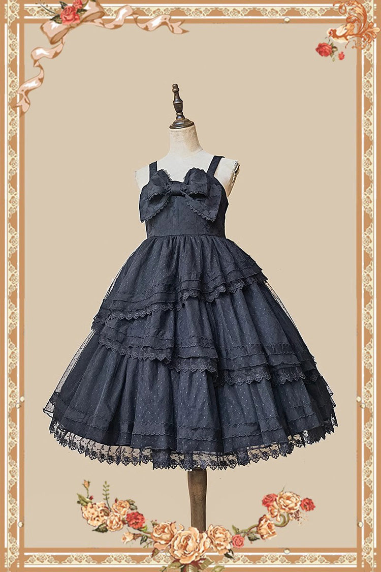 Charcoal Bowknot Sleeveless Ruffled Lolita Dress - Solid Tower of Dawn