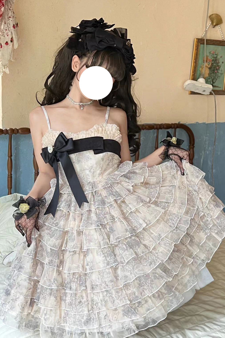 Wonderland Travels Multi-Layered Ruffled Bow Sweet Tiered Dress