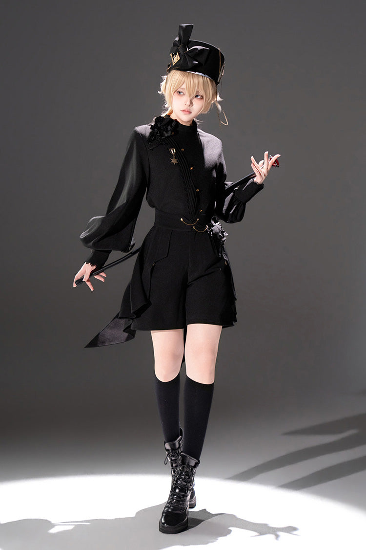 Noir Round Collar Long Sleeve Asymmetric Vintage Knight Prince Set - Will of the Rose