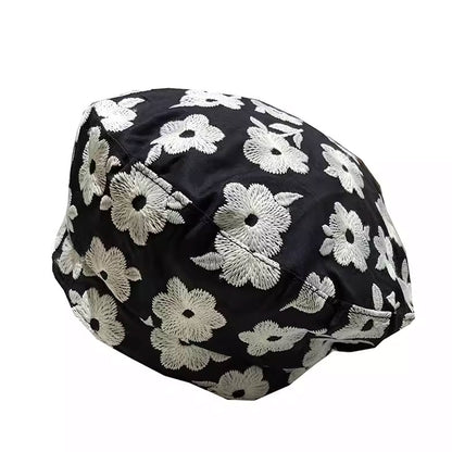 Sweet Floral Embroidery Beret Hat