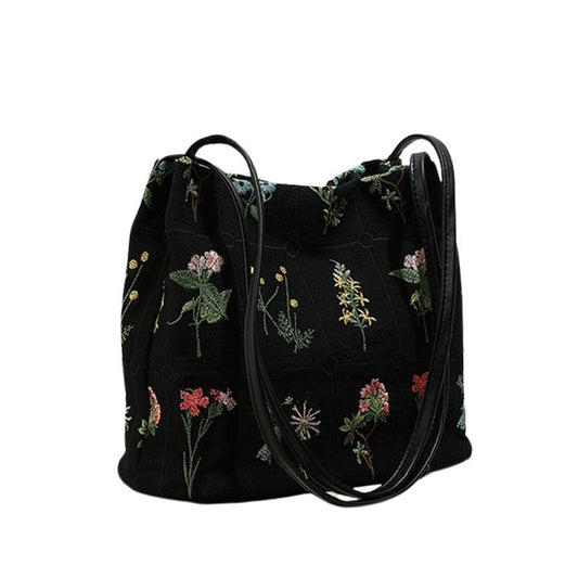 Plant Flower Embroidery Mini Bag