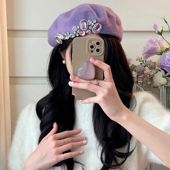 Trendy Rhinestone Beret