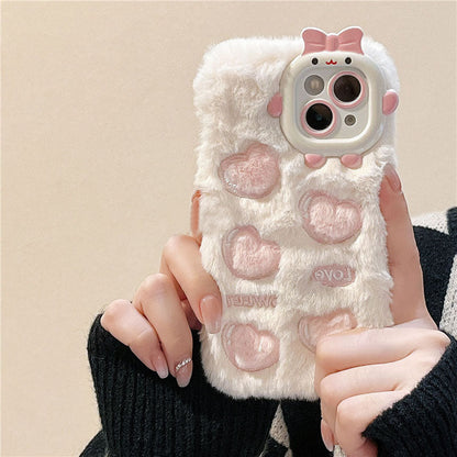 Fuzzy Heart Imprinted iPhone Case