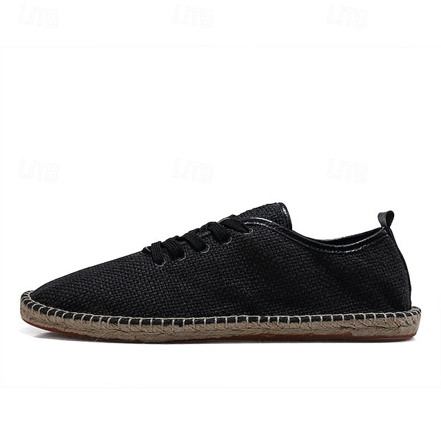with Espadrille Jute Shoes Canvas Beige Lace-Up Men's Rope