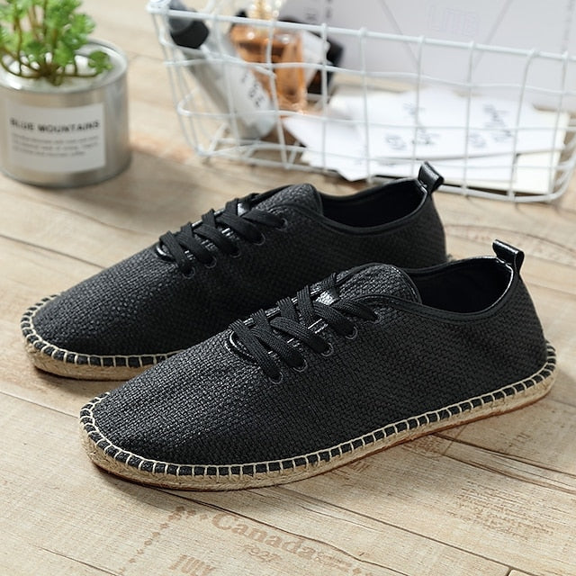 with Espadrille Jute Shoes Canvas Beige Lace-Up Men's Rope