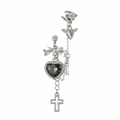 Elegant Heart Cross Ear Cuff