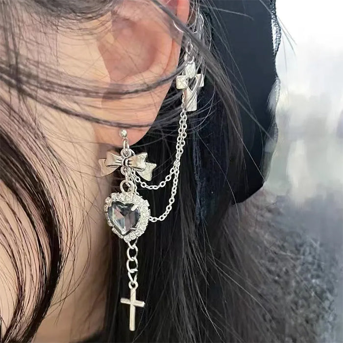 Elegant Heart Cross Ear Cuff