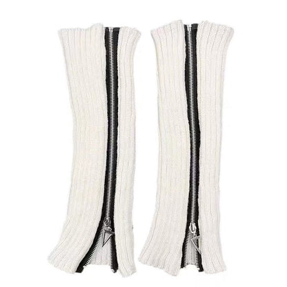 Y2K Black Zip Up Leg Warmers