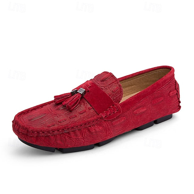 Men's Brown Detail Faux Loafers and with Suede Tassel