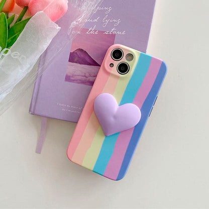 Heart Rainbow Stripes iPhone Case - IPhone Case