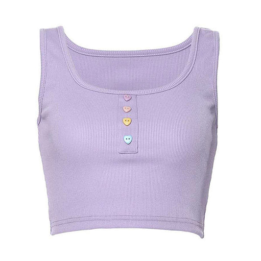 Heart Button Purple Top