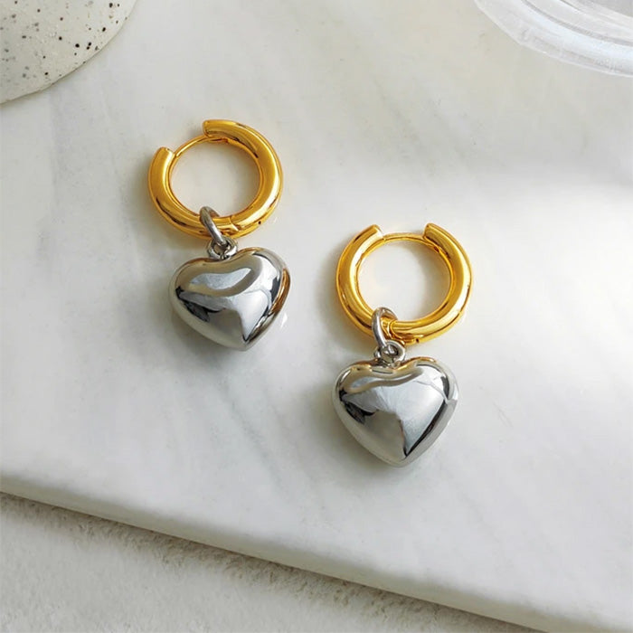 Heart Pendant Hoop Earrings