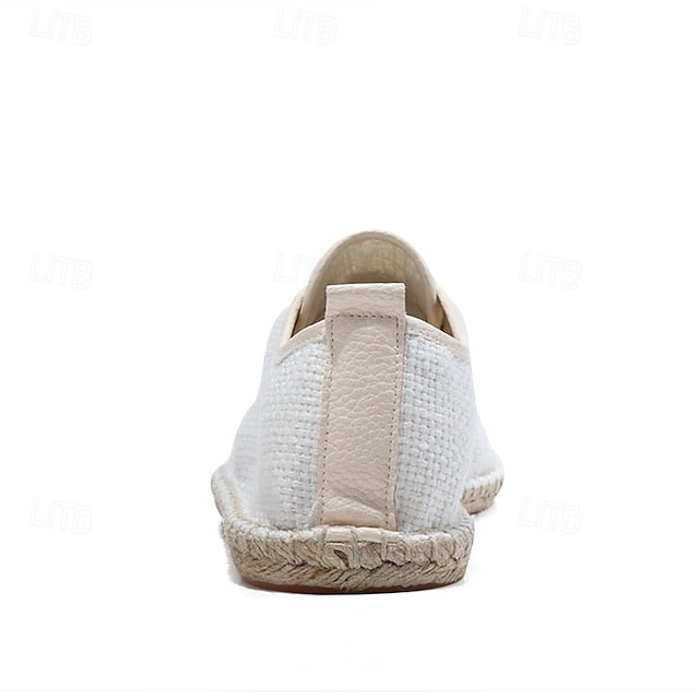 with Espadrille Jute Shoes Canvas Beige Lace-Up Men's Rope