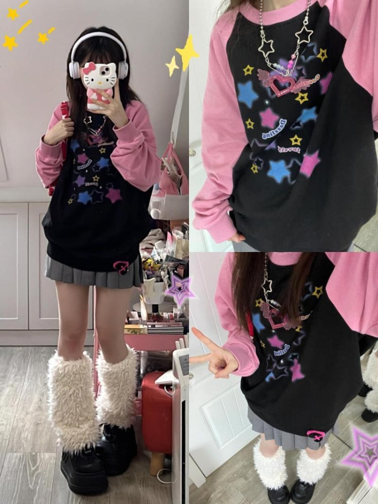 Kawaii interstellar energy starry pastel goth long sleeve tee sweater