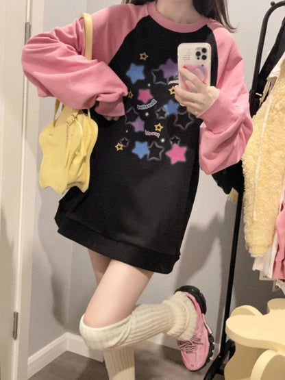 Y2K Starry Pastel Goth Sweater