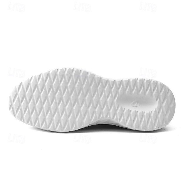 Lightweight Men's with Beige Knit Sneakers Shoes Lace-Up