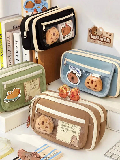 Kawaii Cute Capybara Stationery Pencil Case Stationery by The Kawaii Shoppu | The Kawaii Shoppu