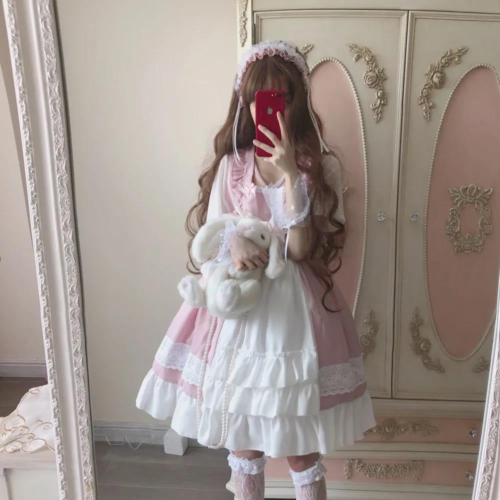 Kawaii elegant victorian maid puffy sleeve layered dress