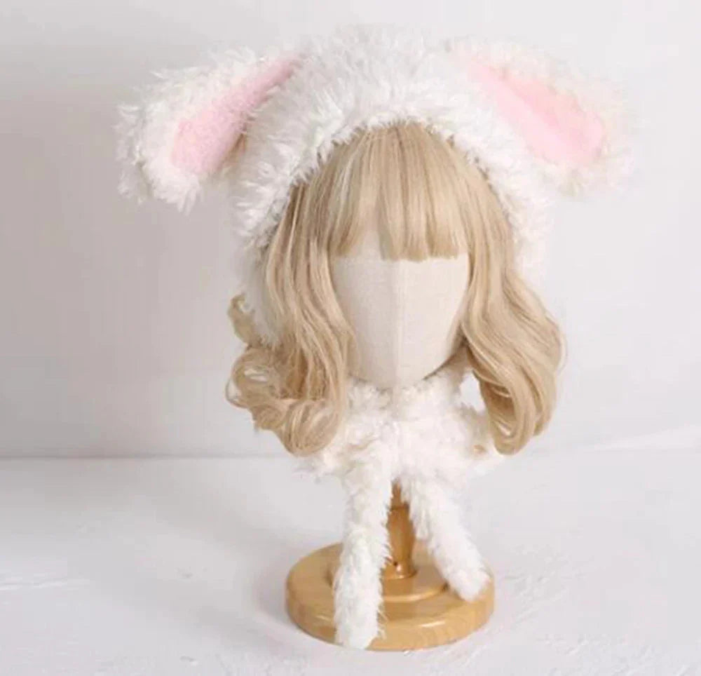 Kawaii Loppy Bunny Plush Fluffy Ear Wooly Winter Hat