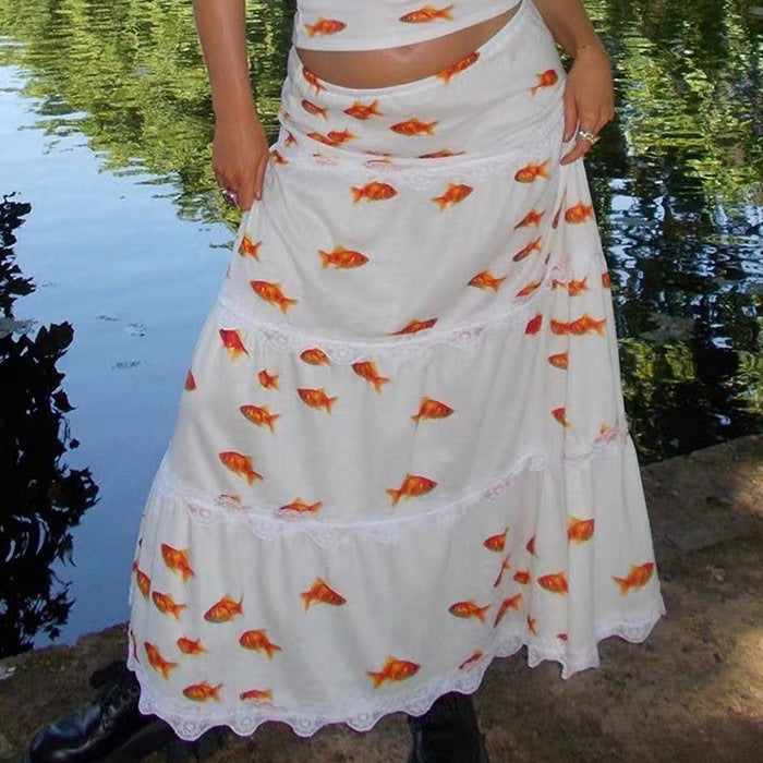 White Fish Maxi Skirt