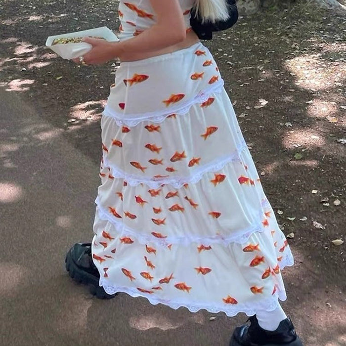 White Fish Maxi Skirt